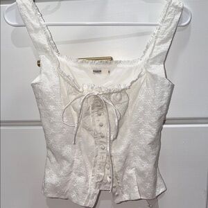 House of CB White Eyelet Lace-Up Top